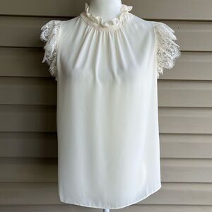 •Catherine Malandrino• NWT Lace Trimmed Blouse - Size Medium